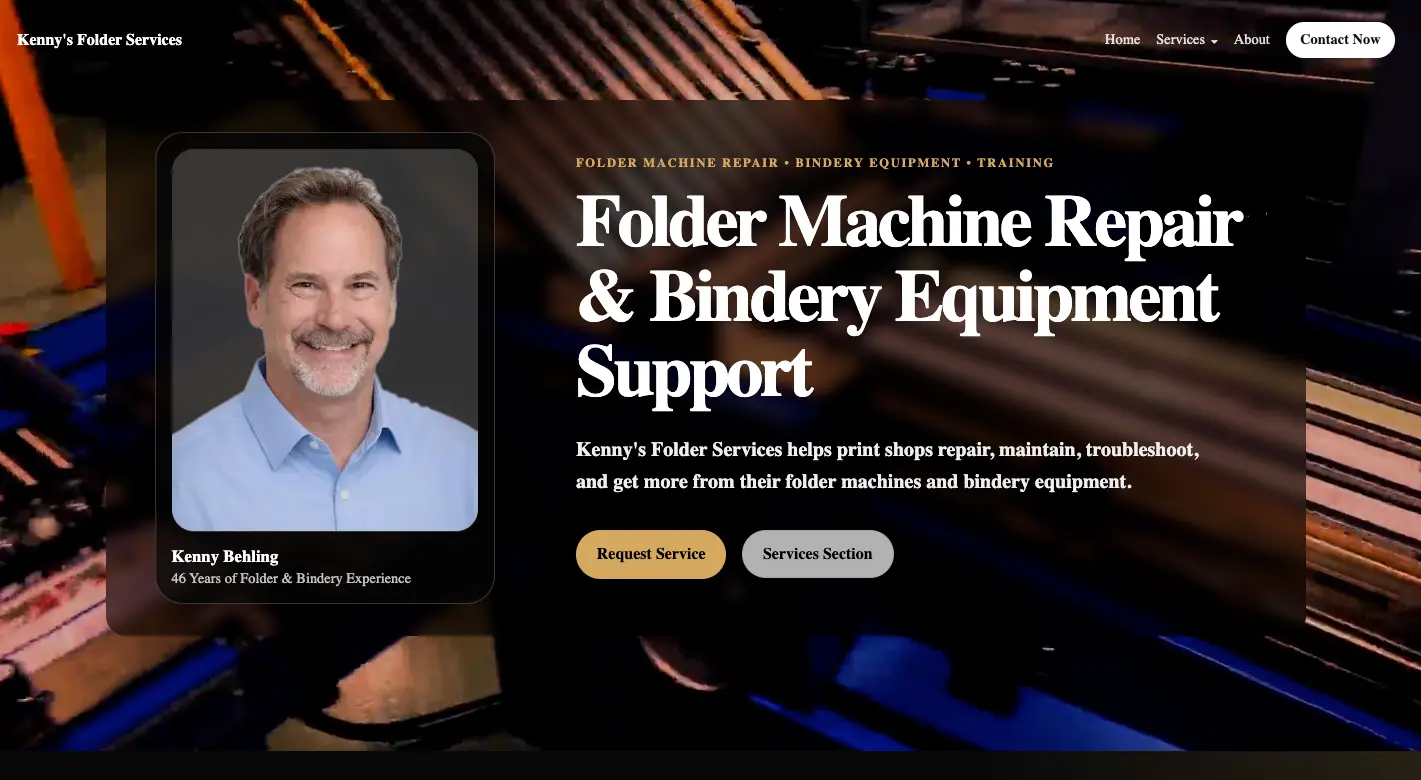 Kenny’s Folder Services homepage preview