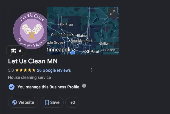 Let Us Clean MN Google Business Profile setup